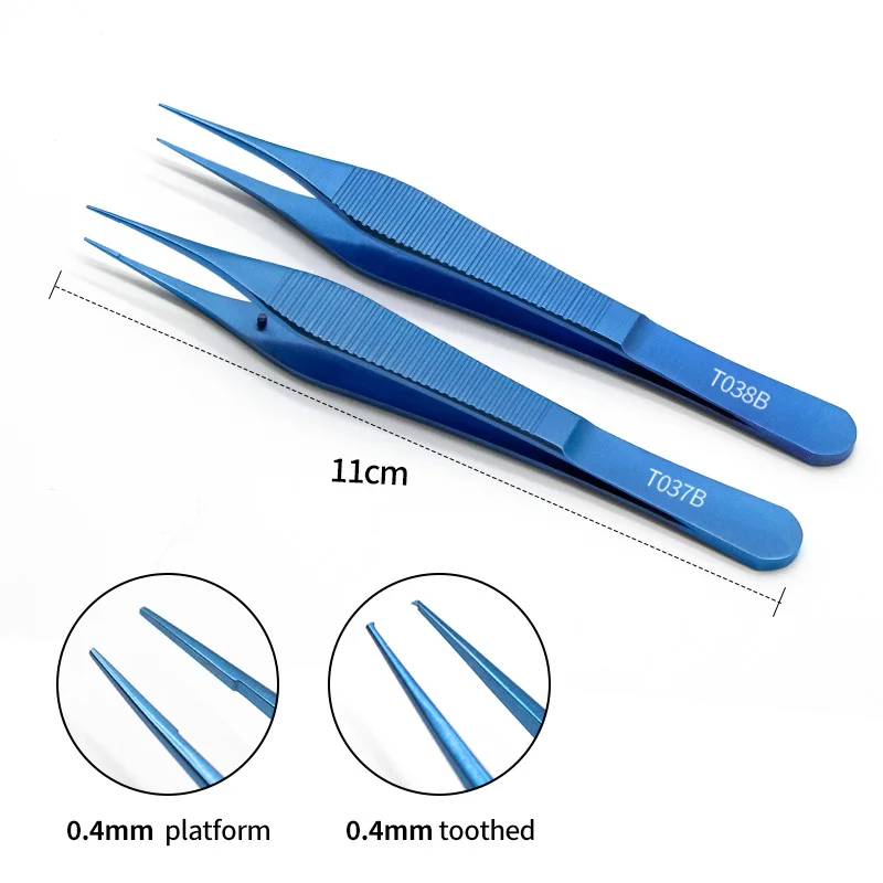 Titanium Ophthalmic Tweezers Are Used For Medical Plastic Double Eyelid Cosmetic Nose Surgery With Teeth And Hook Tweezers