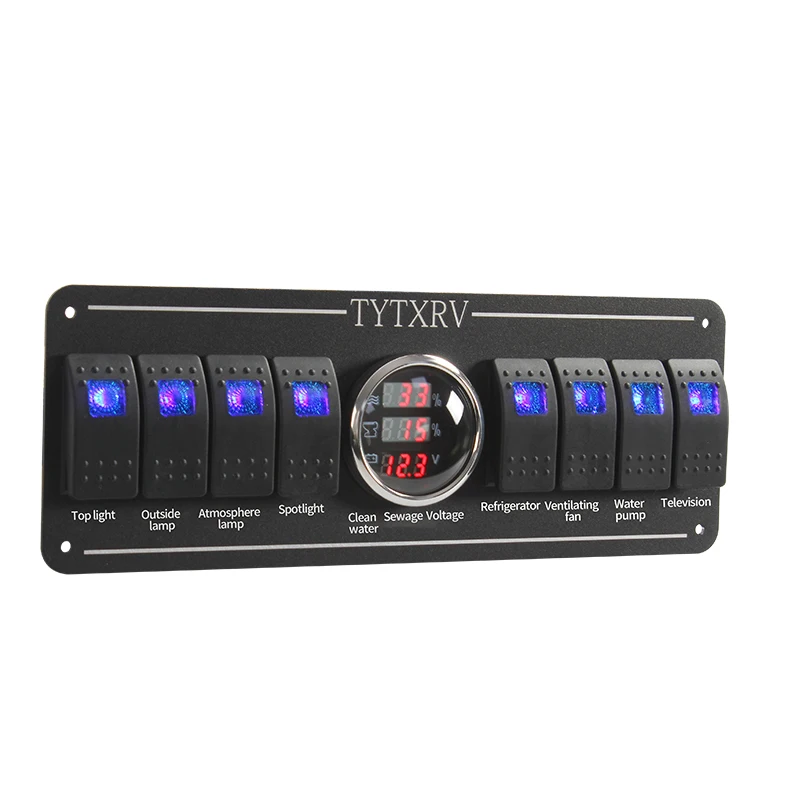 

TYTXRV Caravan Accessories 8-way Switch Panel with Rocker Switch Easy Installation for Car RV Offroad SUV Marine Boat