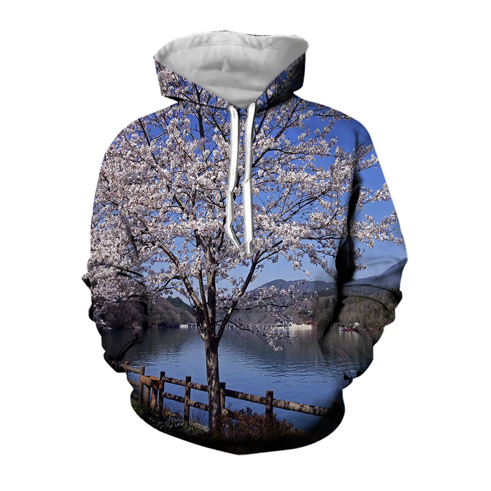 Jumeast 3D Sakura Print Hoodies For Men Flower Pattern Spring And Autumn Length Sleeve Casual Hoodie Streetwear High Quality Top