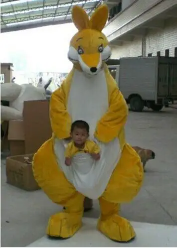 

New Adult Halloween Christmas Yellow Kangaroo Mascotte Fancy Cartoon Mascot Costume Plush Fancy Dress Mascot Costume