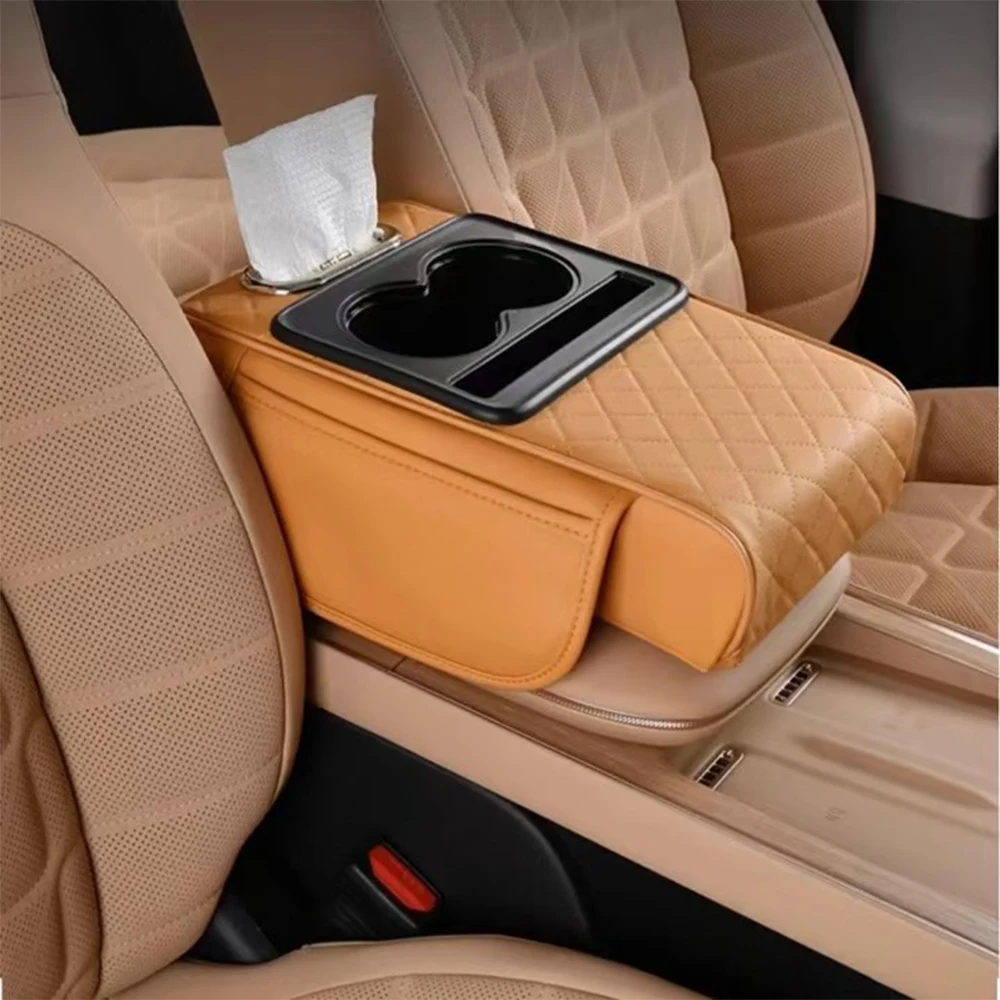 

For Haval H9 2nd 2024 2025 Car Armrest Box Height Increase Pad Leather Protective Cover Storage Bag Auto Accessories