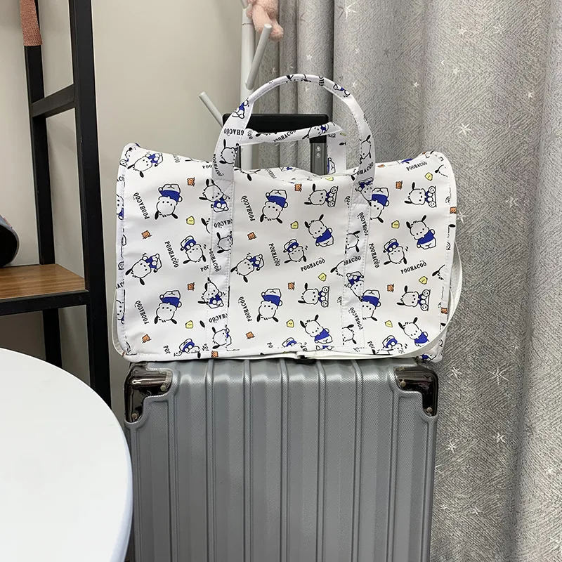 Sanrio Hello Kitty Pochacco Travel Bag Cartoon Anime Tote Luggage Bags Foldable Carry on Duffel Women Large Capacity Gym Handbag