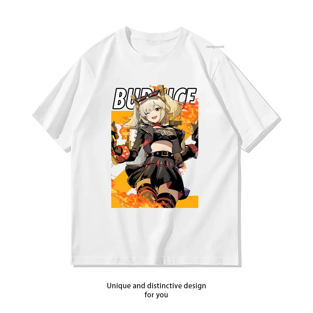 Burnice zzz Zenless Zone Zero ARPG Urban Action Adventure T-shirt Woman Man Summer Cotton Printed T Shirts Player Gamer Shirt