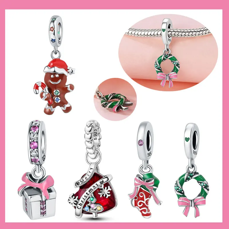 

925 Серебряная снежинка, рождественская елка, подарочная коробка, подвески, бусины, брендовый браслет, изысканное изготовление ювелирных изделий своими руками, женский подарок