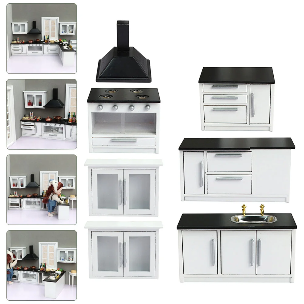 Simulated Kitchen Utensils House Miniature Model Tiny Furniture Small Prop Gas Stove Wooden Furnishings