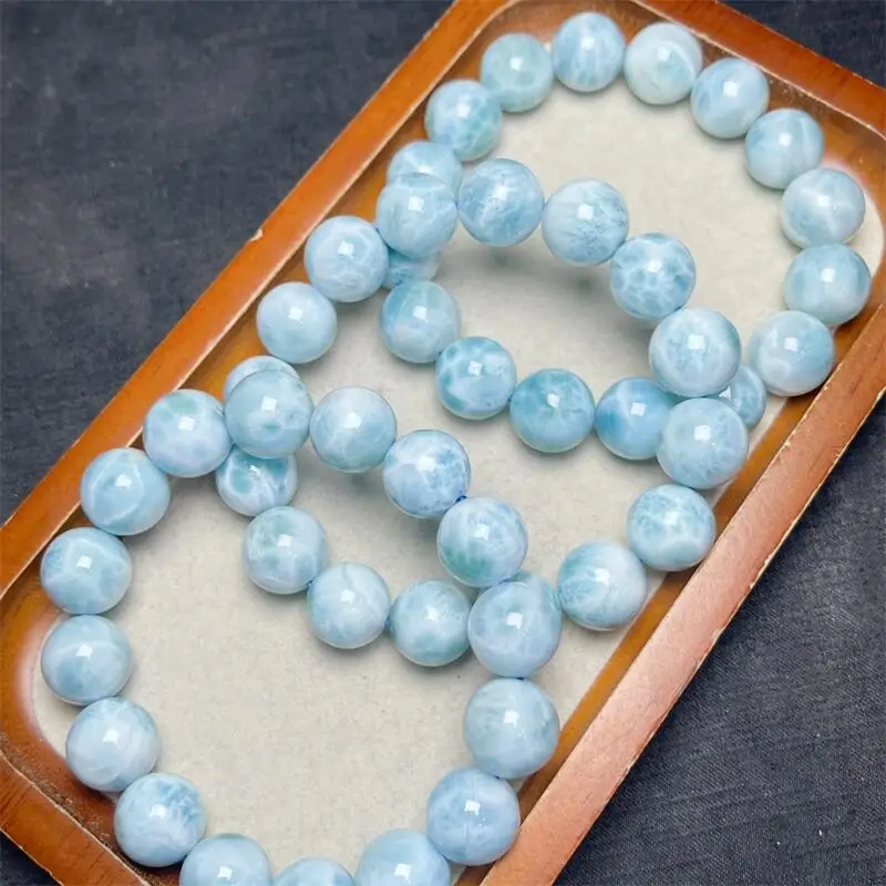 Natural Larimar Bracelet Handmade Crystal Quartz Jewelry Stretch Bangle Children Birthday Gift 1PCS 12/13/14MM