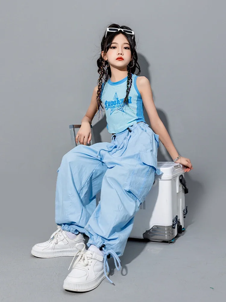 

Children Hiphop Street Dance Hipster Suit Summer Dopamine Catwalk Tide Clothing Girls Jazz Navel-gazing Jazz Dance Costume