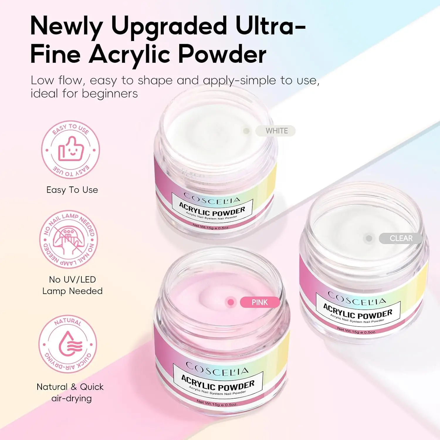 Kit completo de uñas acrílicas con luz UV, taladro, 24 colores en polvo y esmalte de gel para principiantes, regalos de manicura DIY