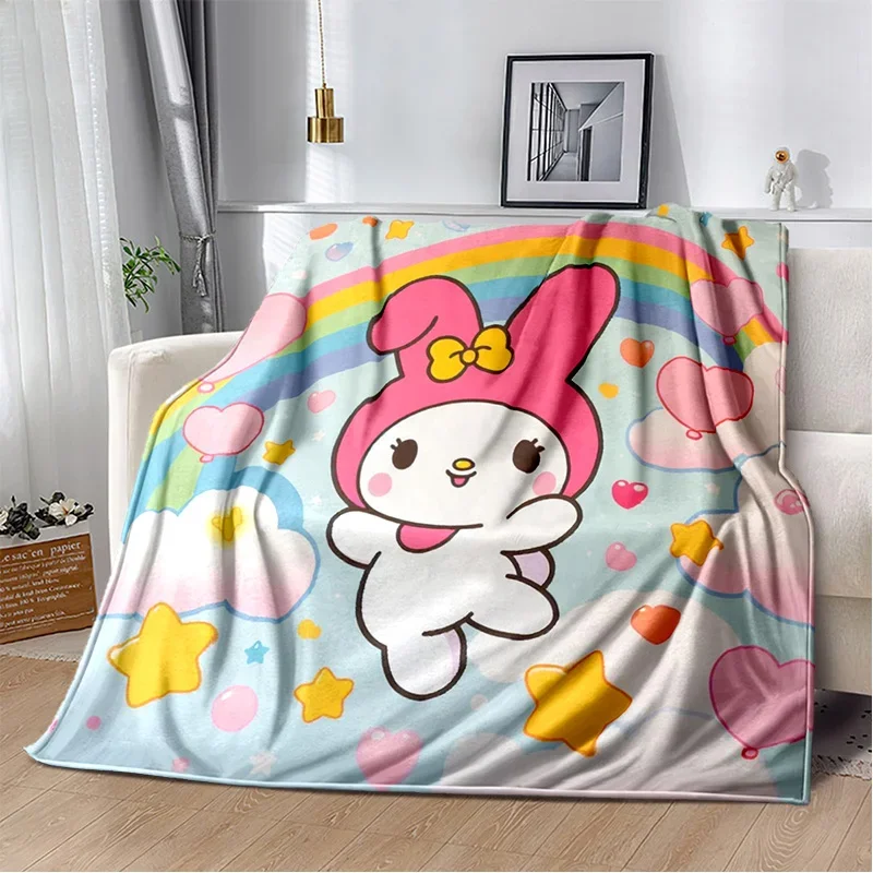 Sanrio Melody Kawaii Melo Cartoon Girl Gift Soft Flannel Blankets,Throw Blanket Comfortable Blanket for Beds Sofa Home Bedroom