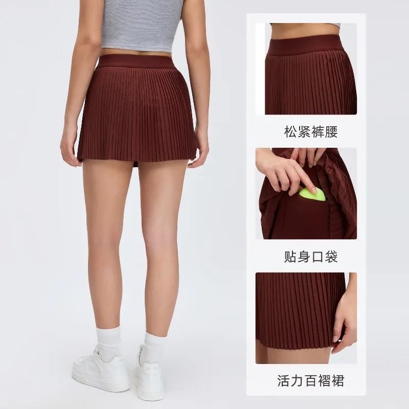 Summer Breathable Women Mini Pleated Skirts Women Elastic High Waist Tennis Golf Yoga Skirt with Built-in Shorts for Fitness Gym