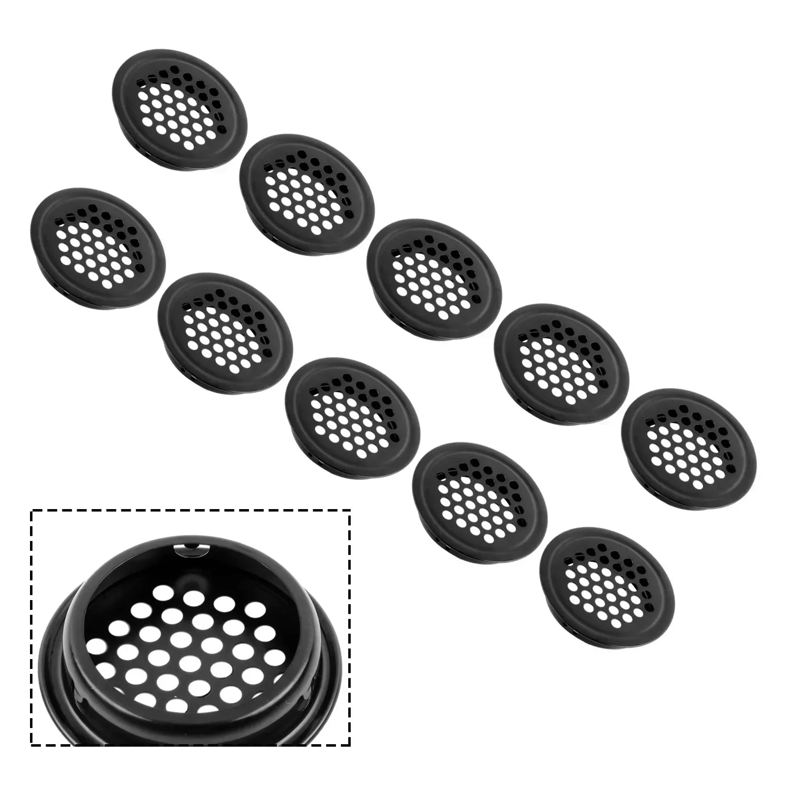 10PCS/Lot Stainless Steel Air Vent Ventilation Grille Cover Black White Wardrobe Cabinet Mesh Hole Ventilation Plugs Dia.35mm
