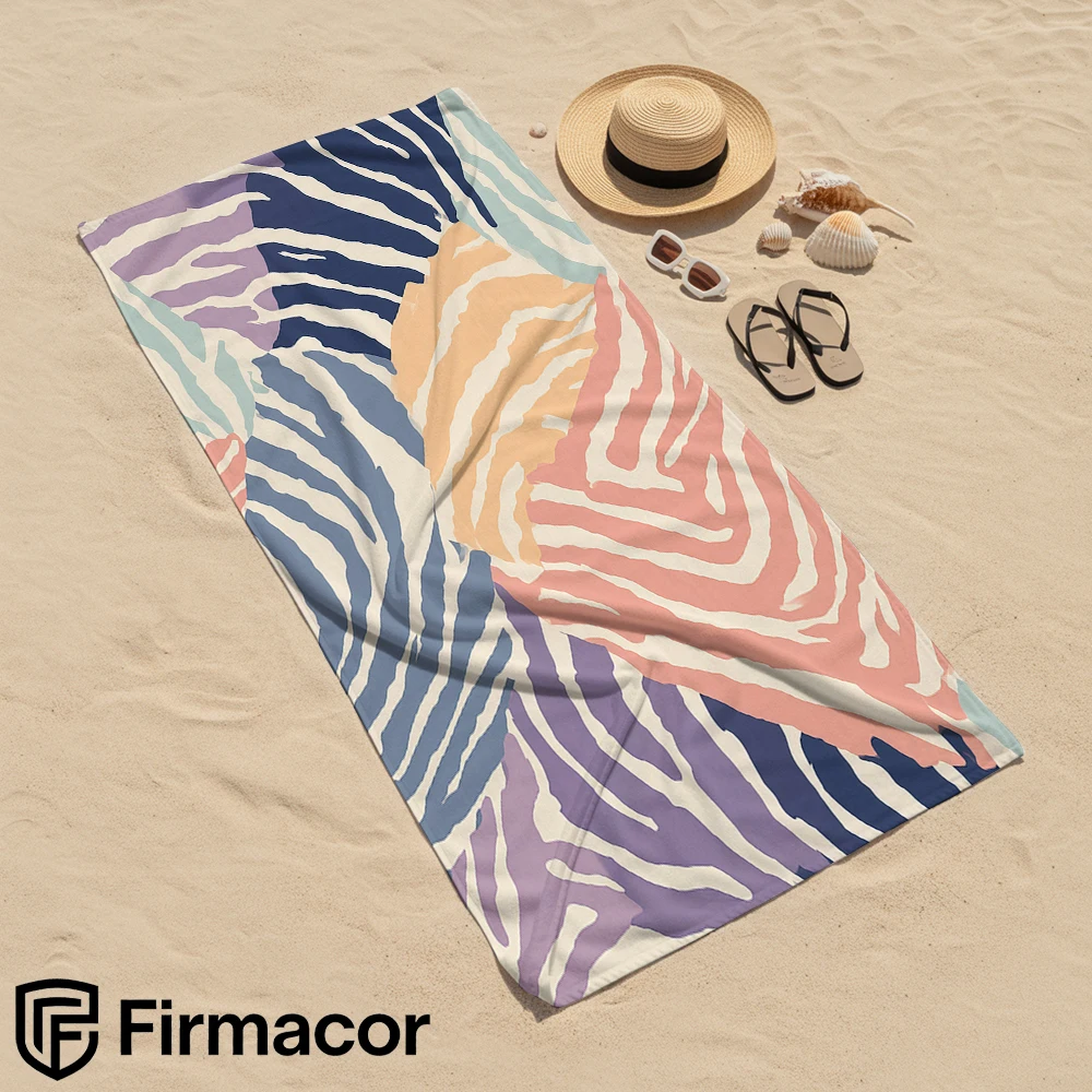 Pastel Zebra Stripe Abstract Microfiber Beach Towel Quick Dry Sand Free Oversized Soft Absorbent Bath Towel for Pool Travel Gym