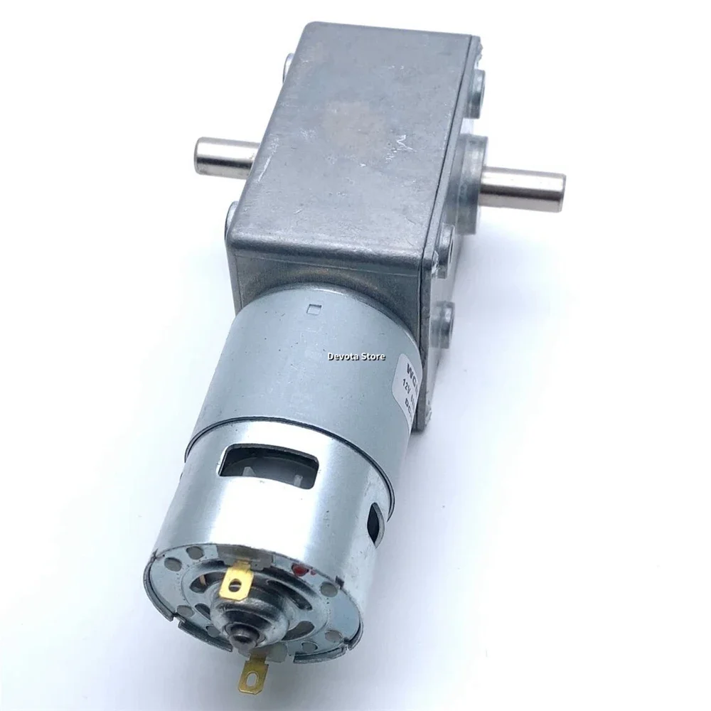 DOUBLE shaft Turbine Worm DC Gear Motor 12V 24V Low Speed Self-locking Quality 775 DC MOTOR