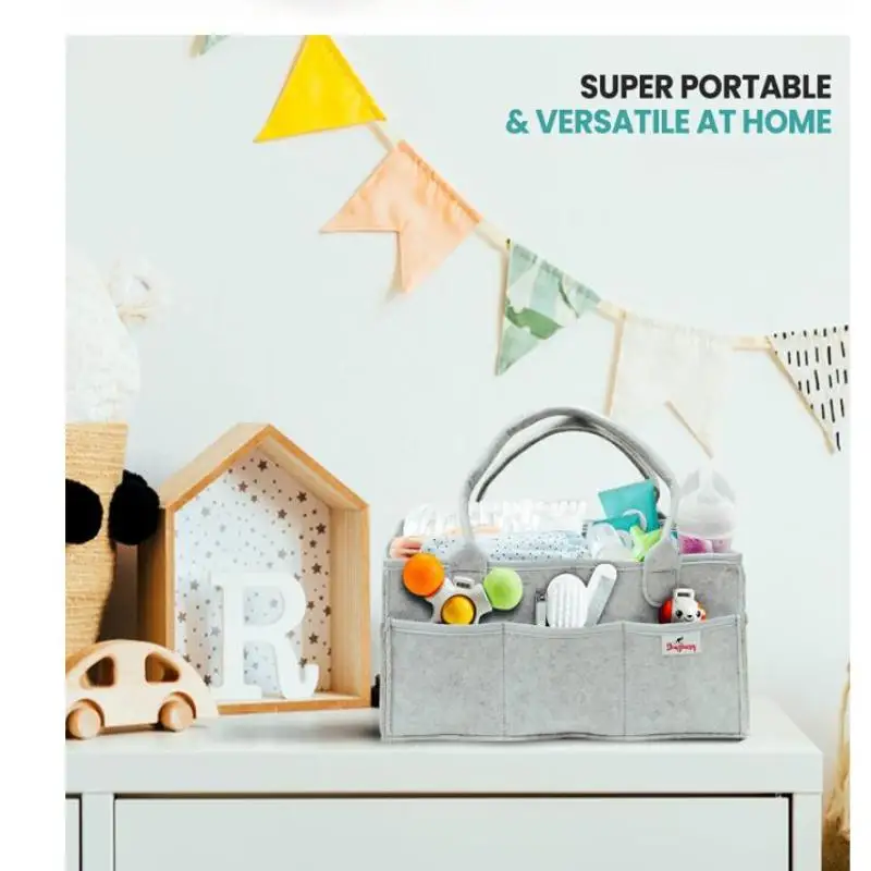 

Felt Baby Diaper Caddy Organizer Bag Baby Diaper Bag Baby Shower Gift Nursery Storage Basket