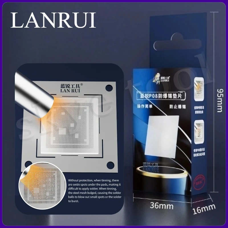 Uszczelka cynowa Lanrui P08, odporna na wybuchy. Siatka stalowa cynowa nie wydechuje lub nie wybuchuje, łatwa w użyciu do cynowania bez rozpryskiwania cyny.