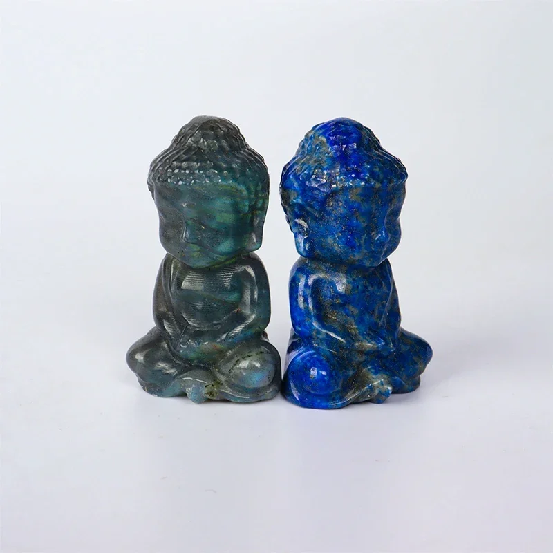 Hand-carved Bady Buddha Mini Figurine Stone Rose Quartz Crystal Craft Gemstone Statue Healing Feng Shui Religion Home Ornament view 6