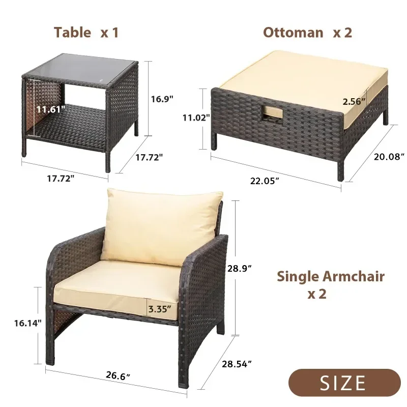 

Outdoor Garden Furniture Sets Leisure PE Rattan Sofa Five-piece Sets Villa Courtyard Dining Table and Chair Outdoor Furniture