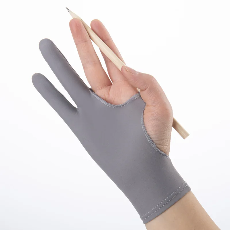 Artist Glove Elastic Two-finger Anti-Fouling Drawing Gloves Graphics Tablet Marker Animation Painting -Free/L Size 1pc