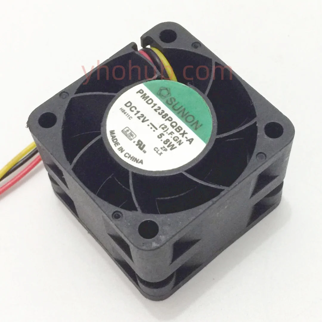 

SUNON PMD1238PQBX-A (2).F.GN DC 12V 5.8W 3-Wire 38x38x28mm Server Cooling Fan