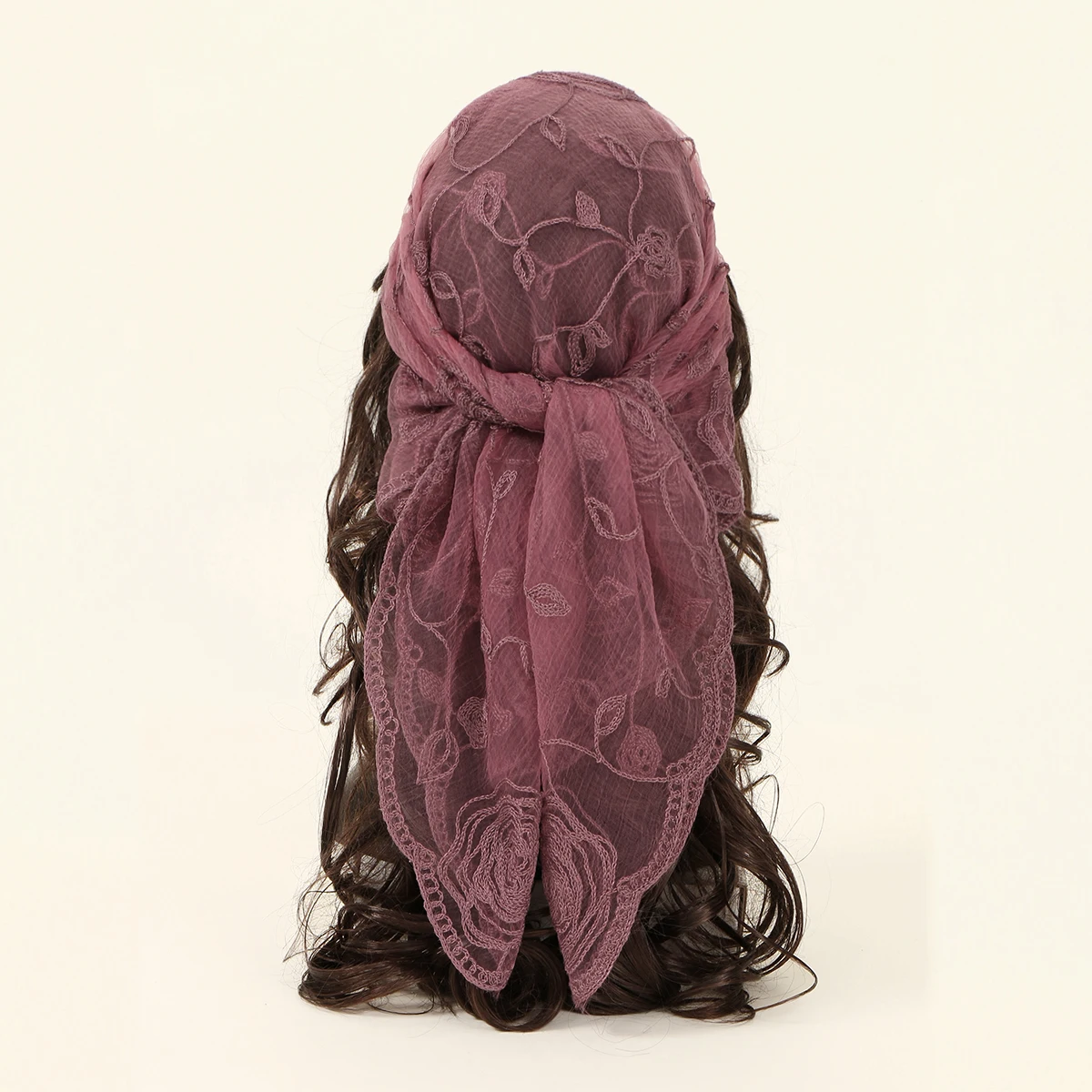 Pañuelo cuadrado con bordado de Cachemira de encaje para mujer, pañuelos de seda transpirables elegantes, protector solar, chal ligero, diadema de 80x80CM
