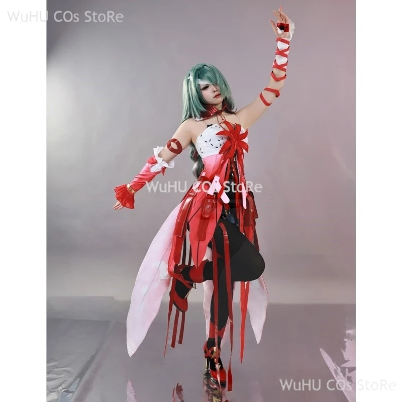 Anime Game Wuthering Waves Phrolova Red Spider Lily Suit Gorgeous Dress Uniform Cosplay Costume Wig Halloween Party Outfit Women