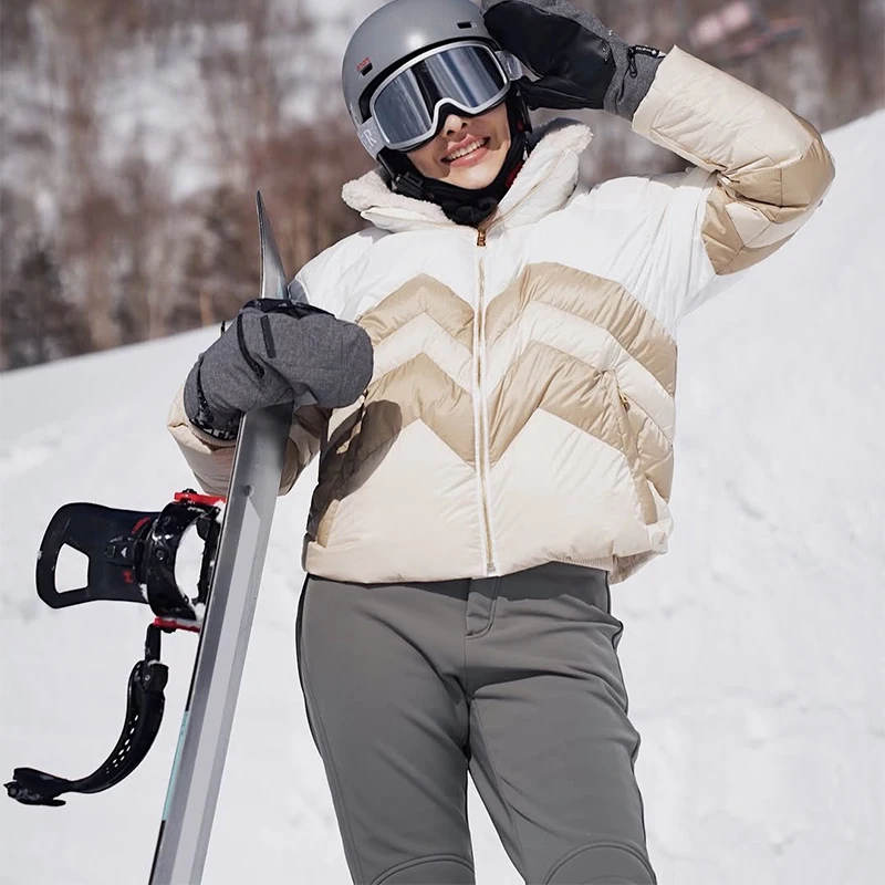 Lammwoll-Steppjacken mit Stehkragen für Damen, Street-Style, Langarm, Reißverschluss, Lose Mäntel, Winter, Warme Sportliche Oberbekleidung für Frauen – Detail 5