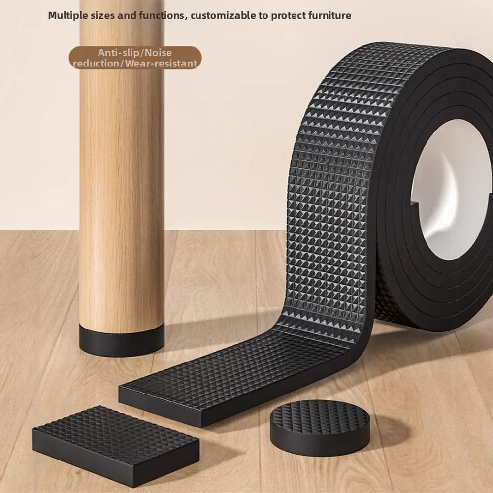 6mm Thick Black EVA Anti Slip Rubber Mat Roll Self Furniture Leg Pads For Chair Table Cabinet Floor Scratch Prevention