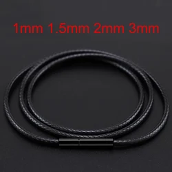 Black Leather Chain Necklace for Diy Women Men Handmade Braid Rope Long Necklace 40/50/60/70CM Neck Pendant Chain Jewelry Gift