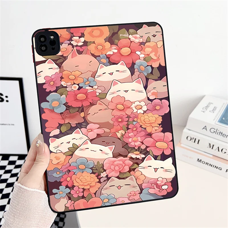 Cats Flowers Hard Cover for iPad Air 4 5 Case iPad 7th 8th 9th 10th Gen 10.9 2022 Pro 11 2018 2022 12.9 9.7 Mini 2 3 4 5 6 Case