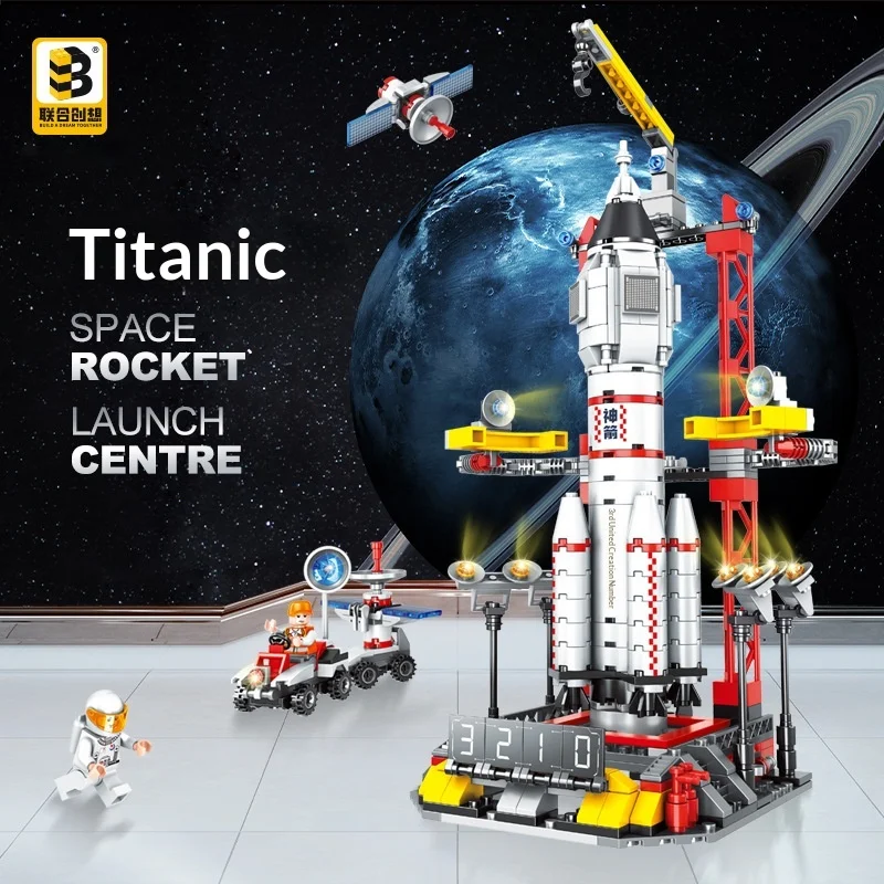 

Lianhe Chuangxiang Model 1327 Space Rocket Building Blocks DIY Assemble Educational Toy With Astronaut Pad For Kids 6+