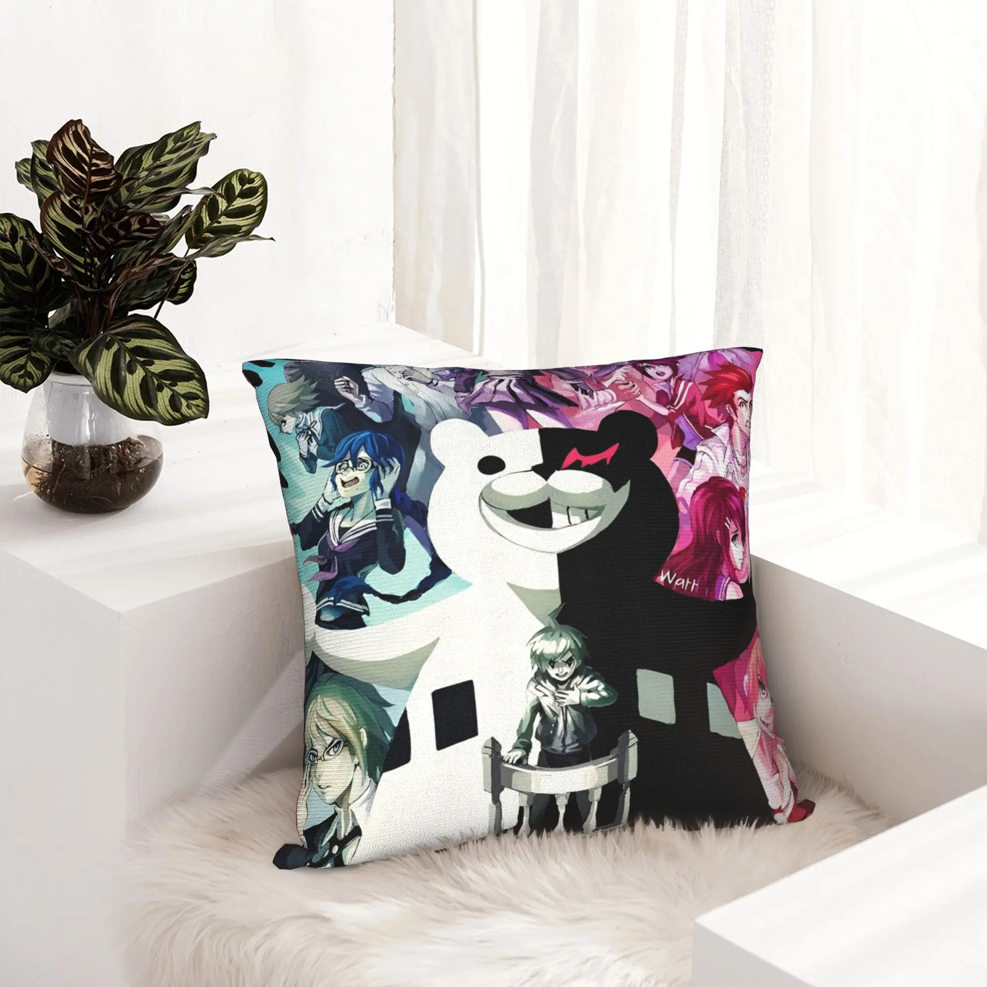 المخدة الزخرفية Danganronpa انمي ياباني اكسسوارات المنزل رمي كيس وسادة غطاء مربع أحجام متعددة