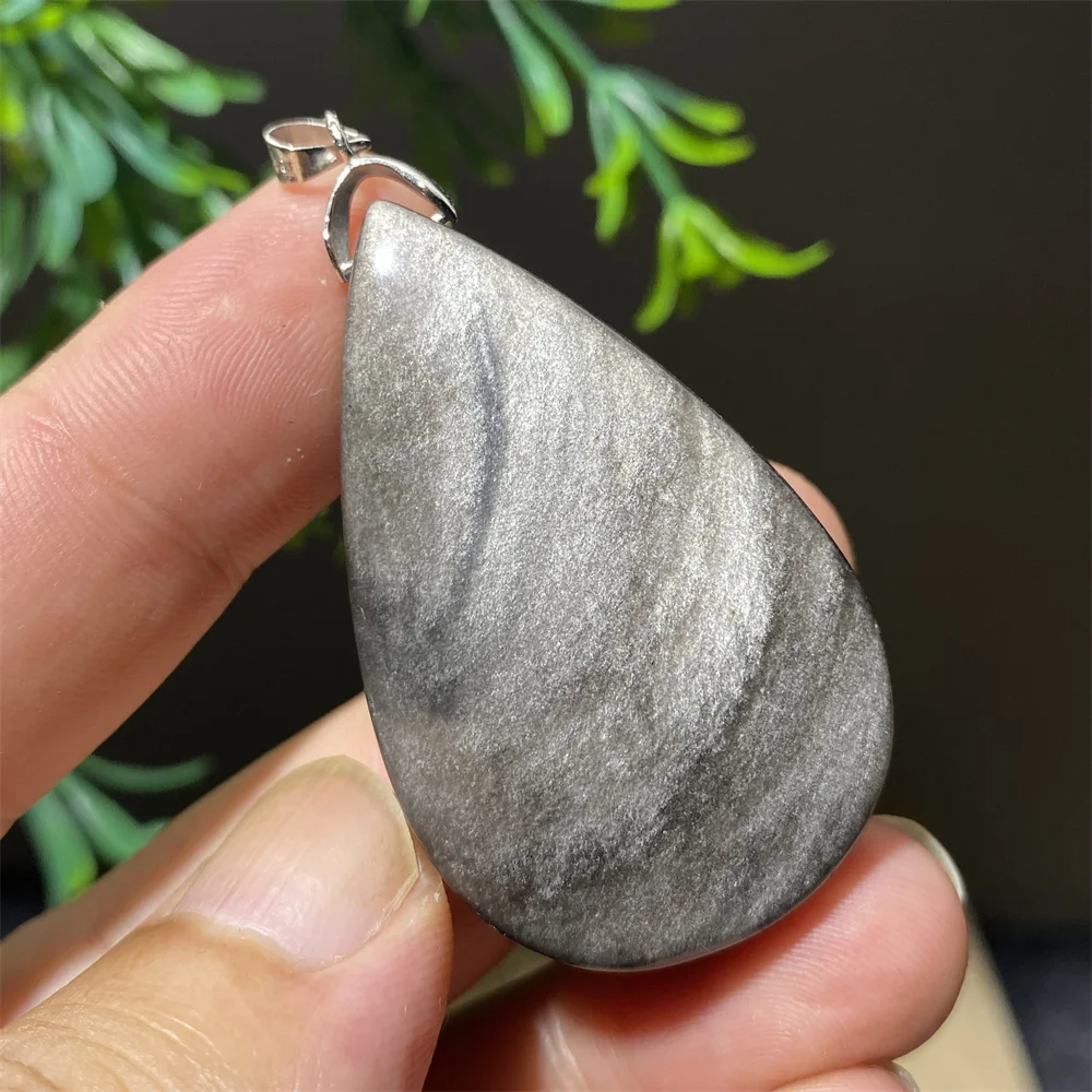 Silver Obsidian Pendant Crystal Natural Stone Quartz Mineral Beauty Gemstones Minerals Spiritual Ornaments Home Decoration