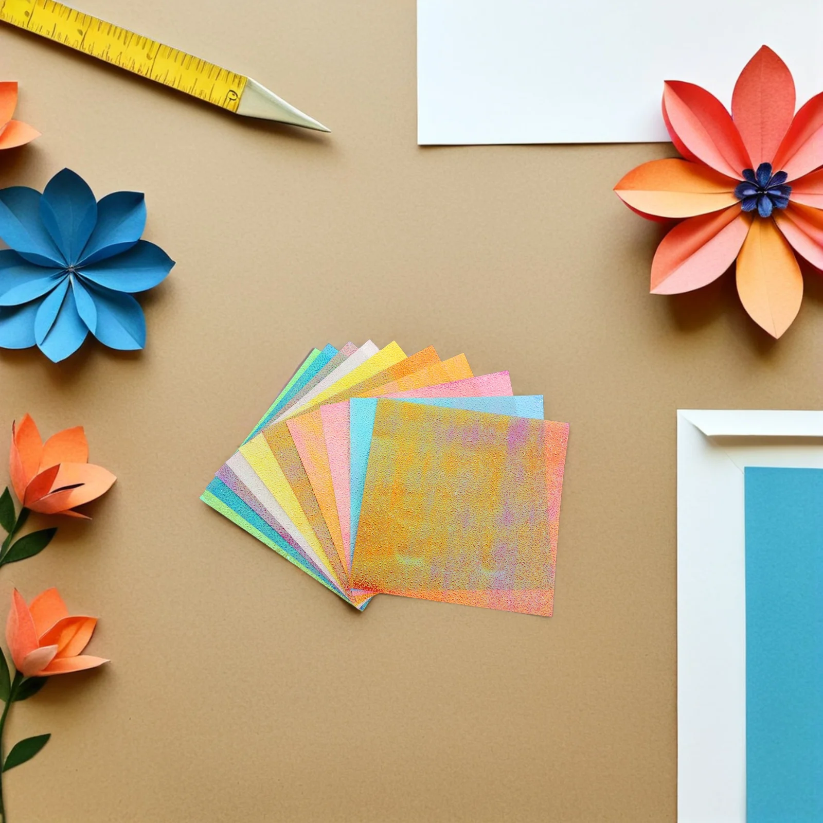 150 قطعة من أوراق اوريغامي المربعة اللامعة قزحي الألوان لمشاريع فنية ورقية قابلة للطي ذاتية الصنع للبالغين 3.85 × 3.85 بوصة