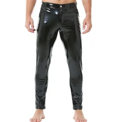 Pantaloni da uomo in ecopelle lucida pantaloni Sexy in pelle PVC lucida pantaloni Casual pantaloni da uomo modellanti Wetlook costumi da Pole Dance