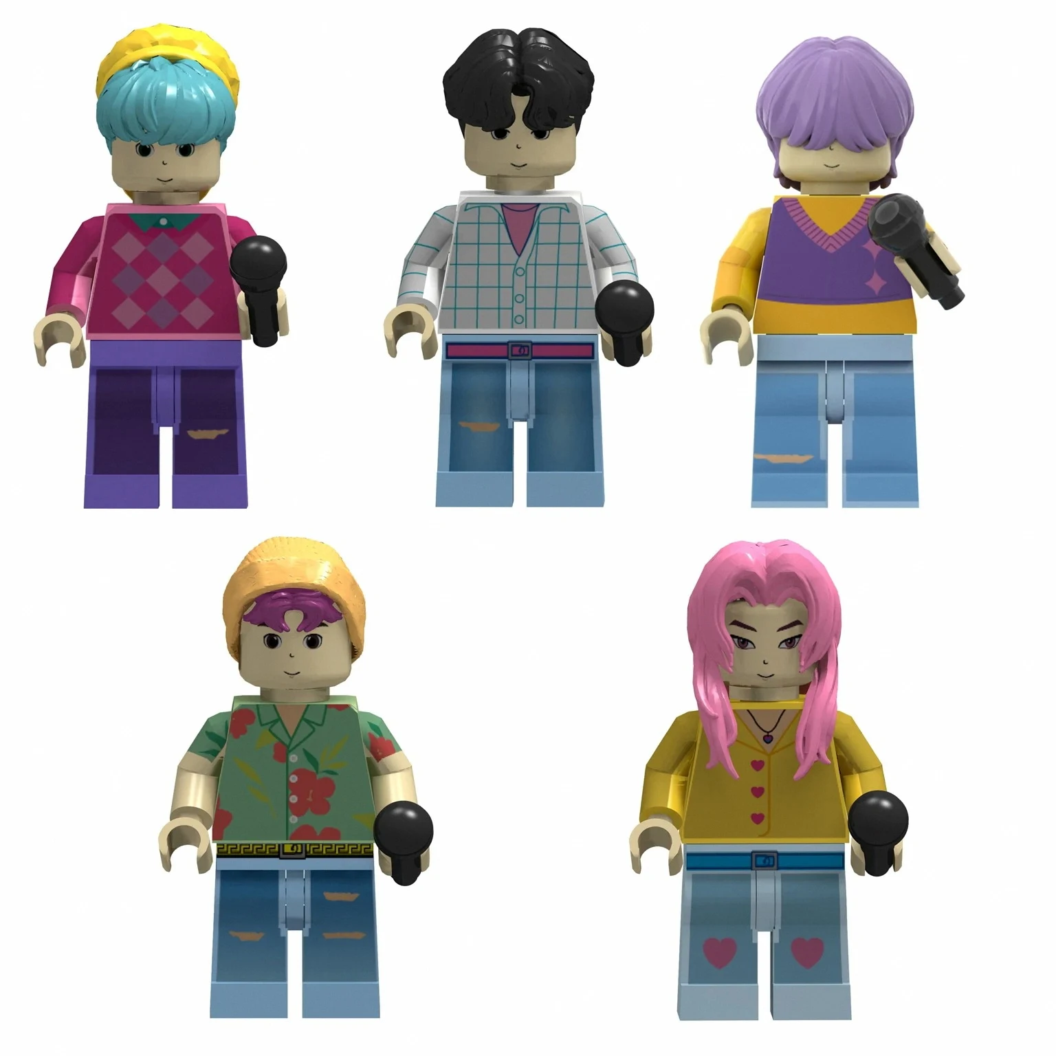 KPOP chasseurs de démons poupée de dessin animé blocs de construction Kawaii Mini figurine tête assemblage jouets jouets éducatifs pour enfants cadeau