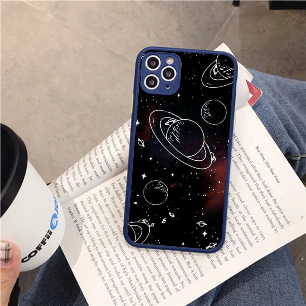 Sky Space Planet Moon Stars Phone Case For IPhone 14 11 12 13 Mini Pro Max 8 7 Plus X XR XS MAX Translucent Matte Cover