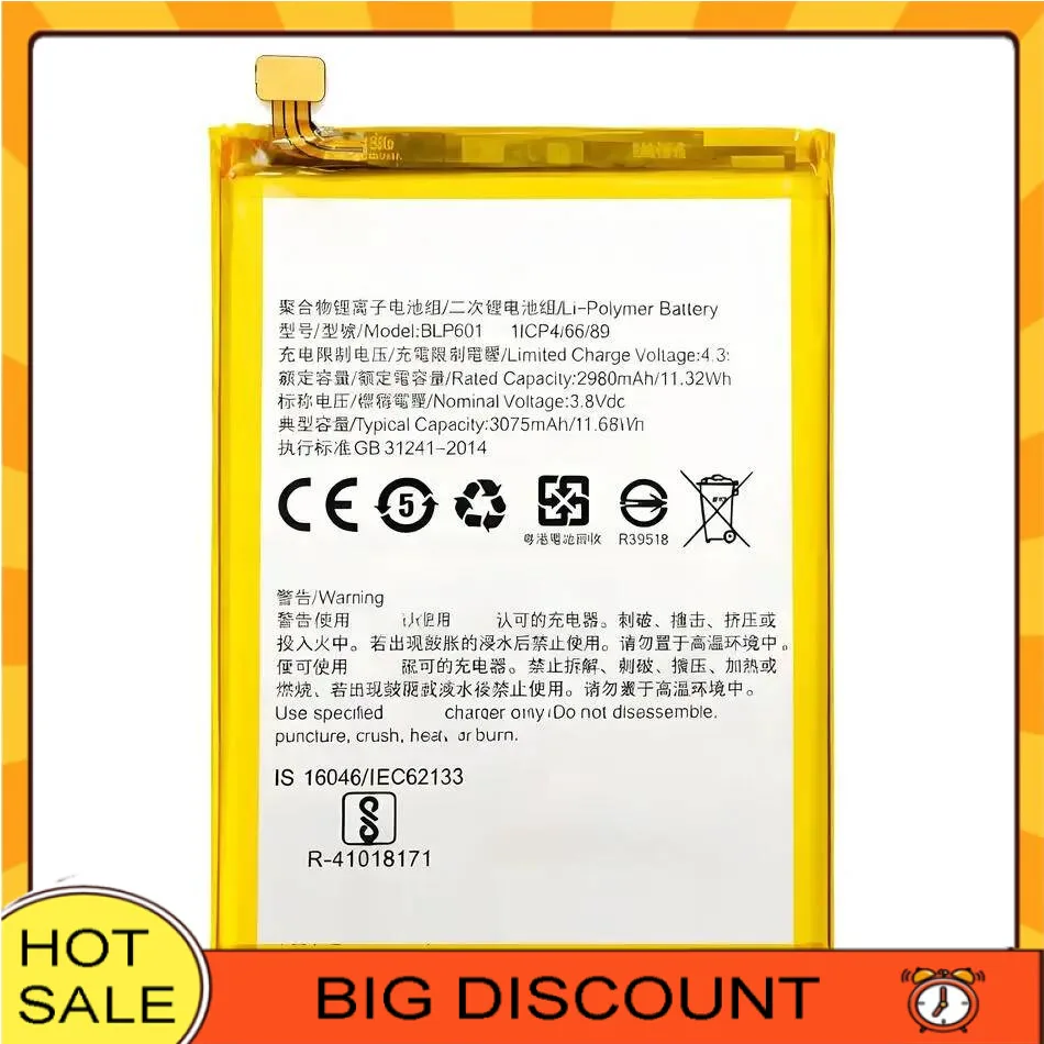 

For Oppo A53 A53t Mobile Phone Battery BLP601 Safe Long-Lasting 3075Mah