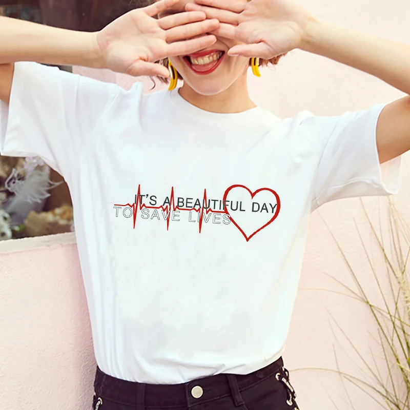 2024 Summer T-shirts Women Greys Anatomy You\'re My Person Graphic Lady T Shirts Kawaii Tops Korean Fashion Y2k T-shirt White Top