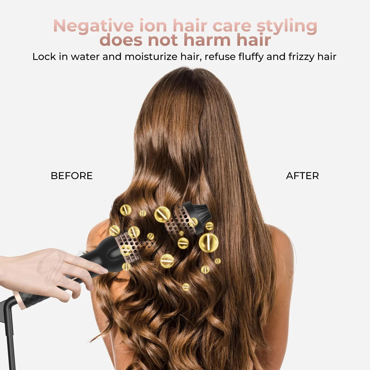 1.5 Inch Thermal Brush 10 Temp Settings Negative Ion Thermal Round Brush Hair Curler Volumizing Brush Comb Curly Hair Tool