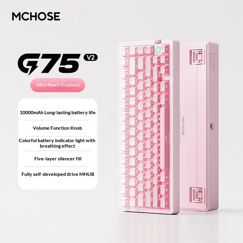 MCHOSE G75 V2 メカニカルキーボード Windows macOS対応 10000mAh RGB