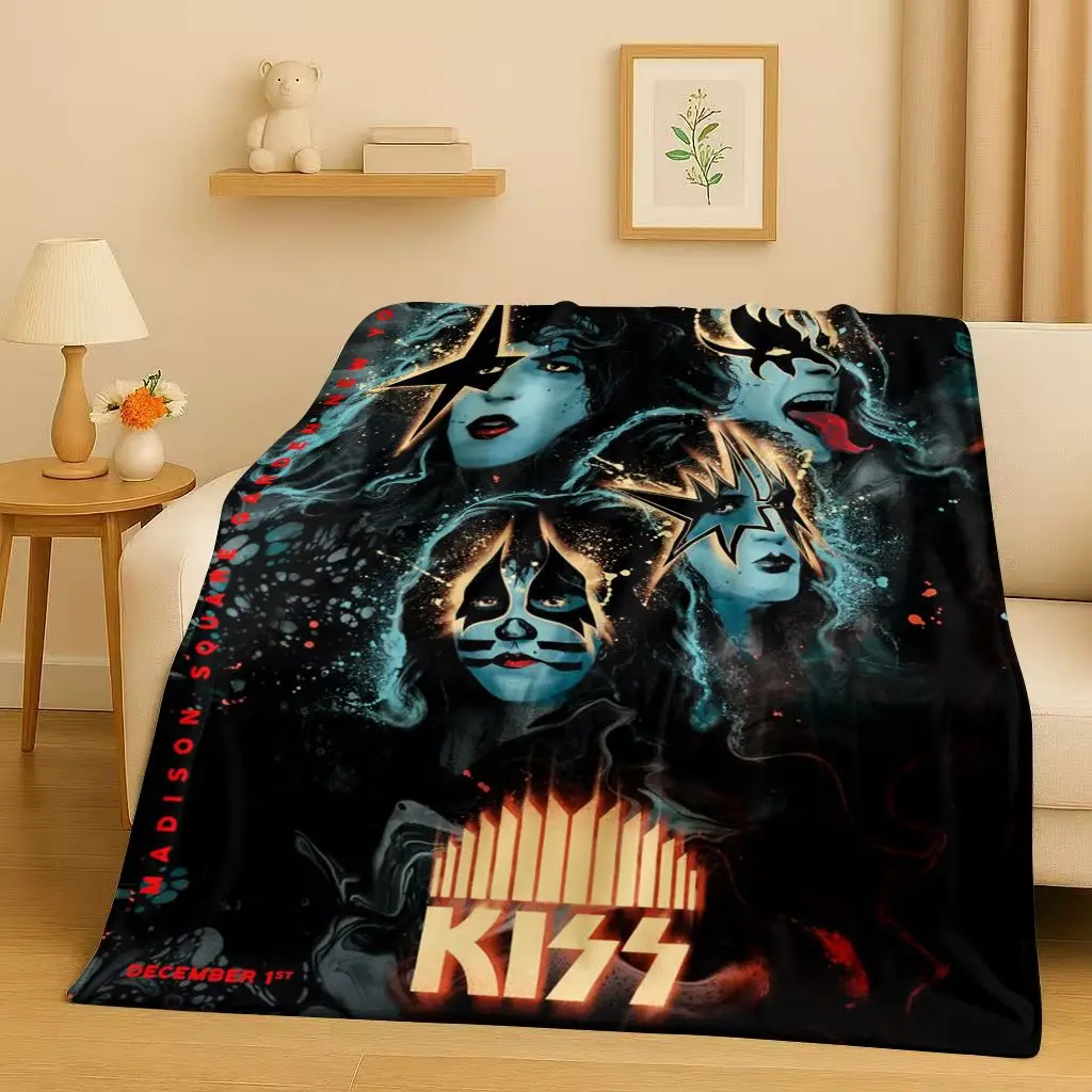 Classic Kiss Rock Heavy Metal Band Gene Simmons Flannel Blanket,Ultra Soft Plush Throw for Home Bedroom Bed Sofa Cover Office