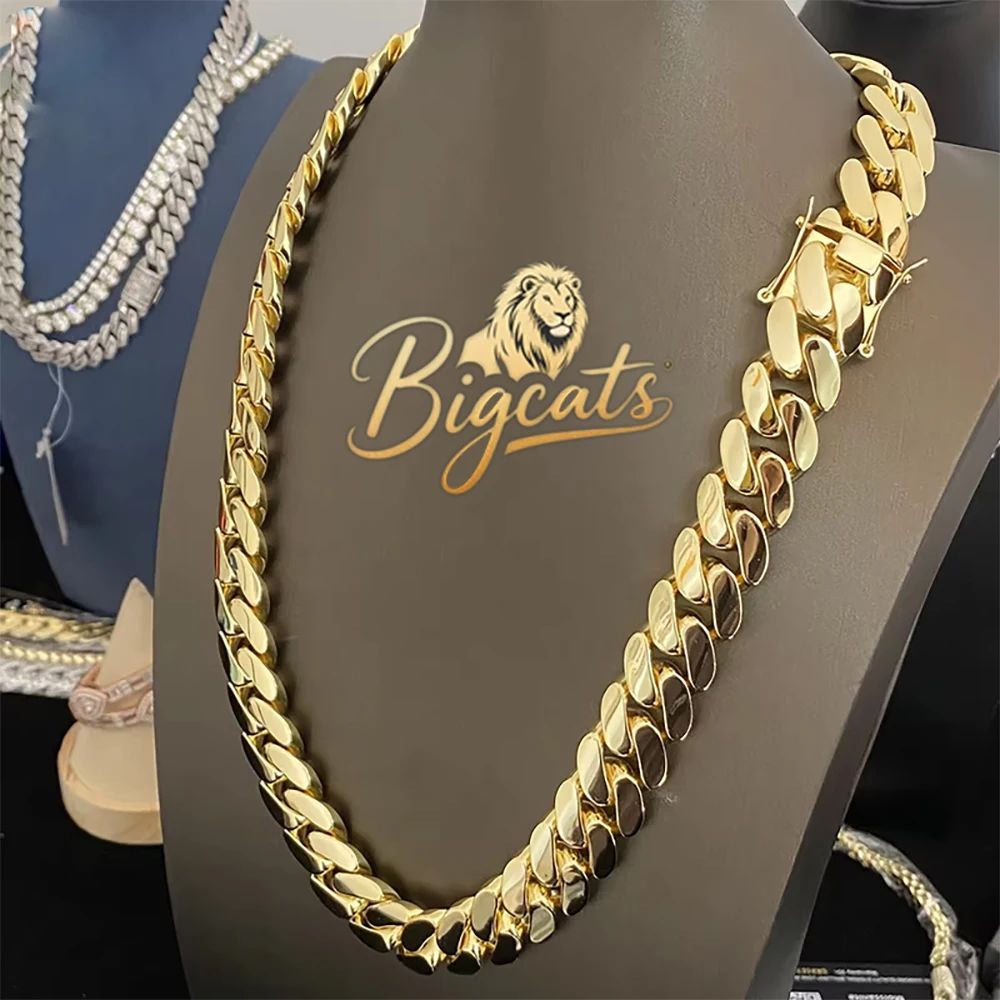 

22mm18k Cuban Chains Necklace Hip Hop Heavy Link Chain Men's Fashion Jewelry