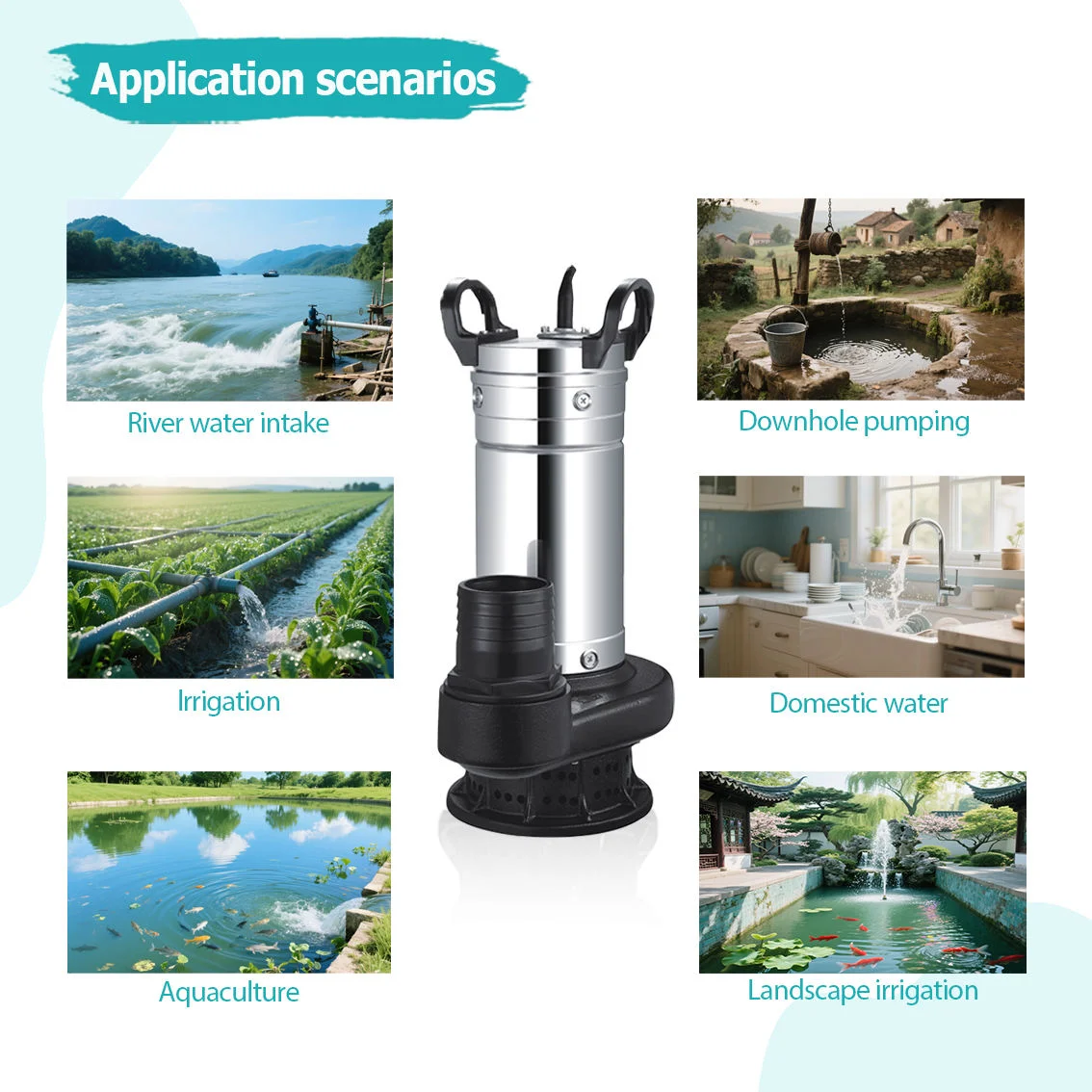 2Inch 750W48V/1200W 108V Solar-Powered DC Submersible Pump with High Head, Large Flow, and Brushless Motor for Solar Irrigation