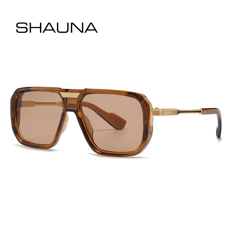 SHAUNA Retro męskie kwadratowe gradientowe okulary przeciwsłoneczne moda luksusowe damskie nity modne ciemnoniebieskie okulary przeciwsłoneczne odcienie UV400