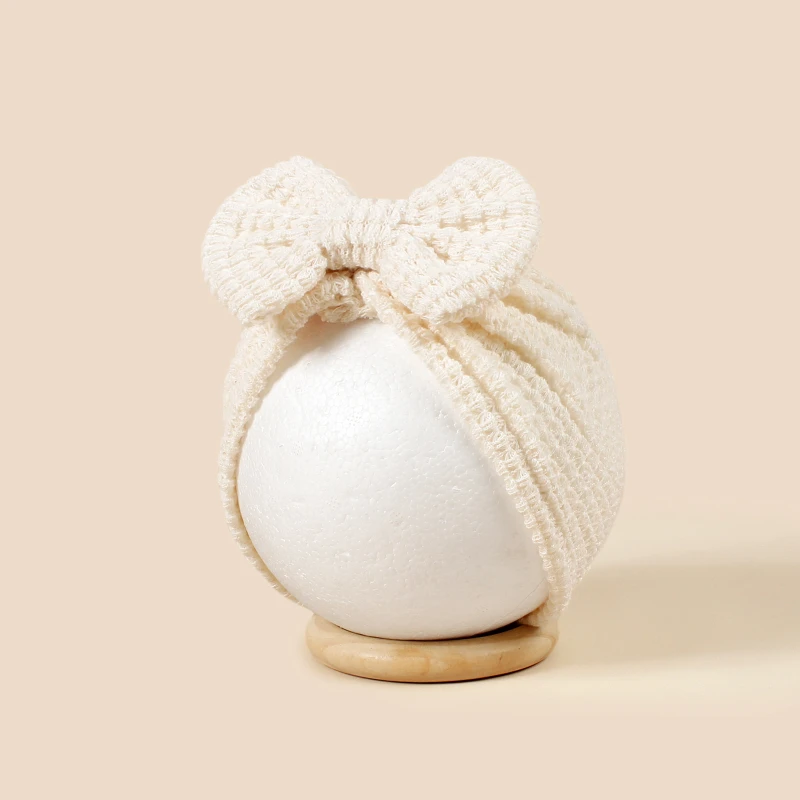 

LILIGIRL New Style Baby Waffle Bow Turban Infant Crochet Beanie Girls Cute Head Accessories For Party Kids Breathable Hat