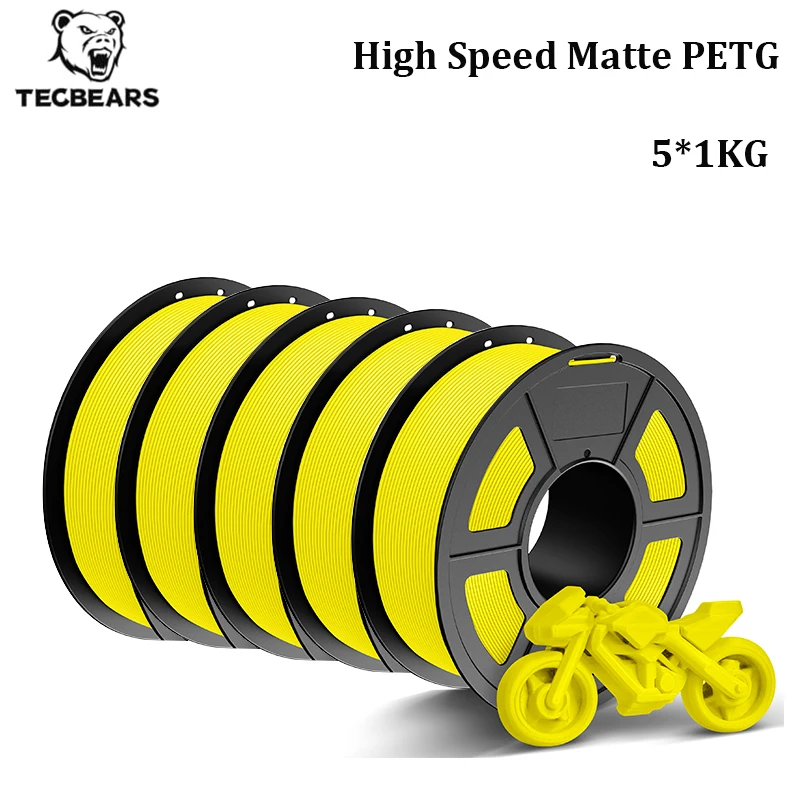 TECBEARS Hochgeschwindigkeits-Matt-PETG 3D-Filament 1,75mm 5KG PETG 600mm/s Sauber Gewickelt Mehrfarbig FDM 3D-Drucker Materialien DIY Geschenk