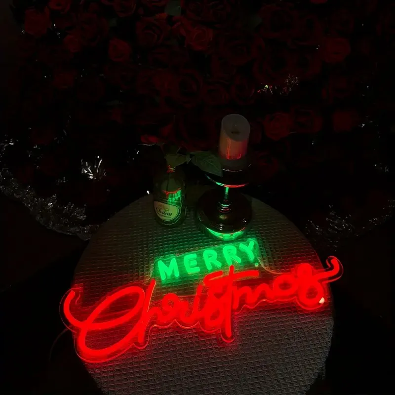 Merry Christmas Neon Sign Festive Wall Hanging Plastic 5/12V USB Powered Switch Control Multi-Purpose Holiday Lighting Decor