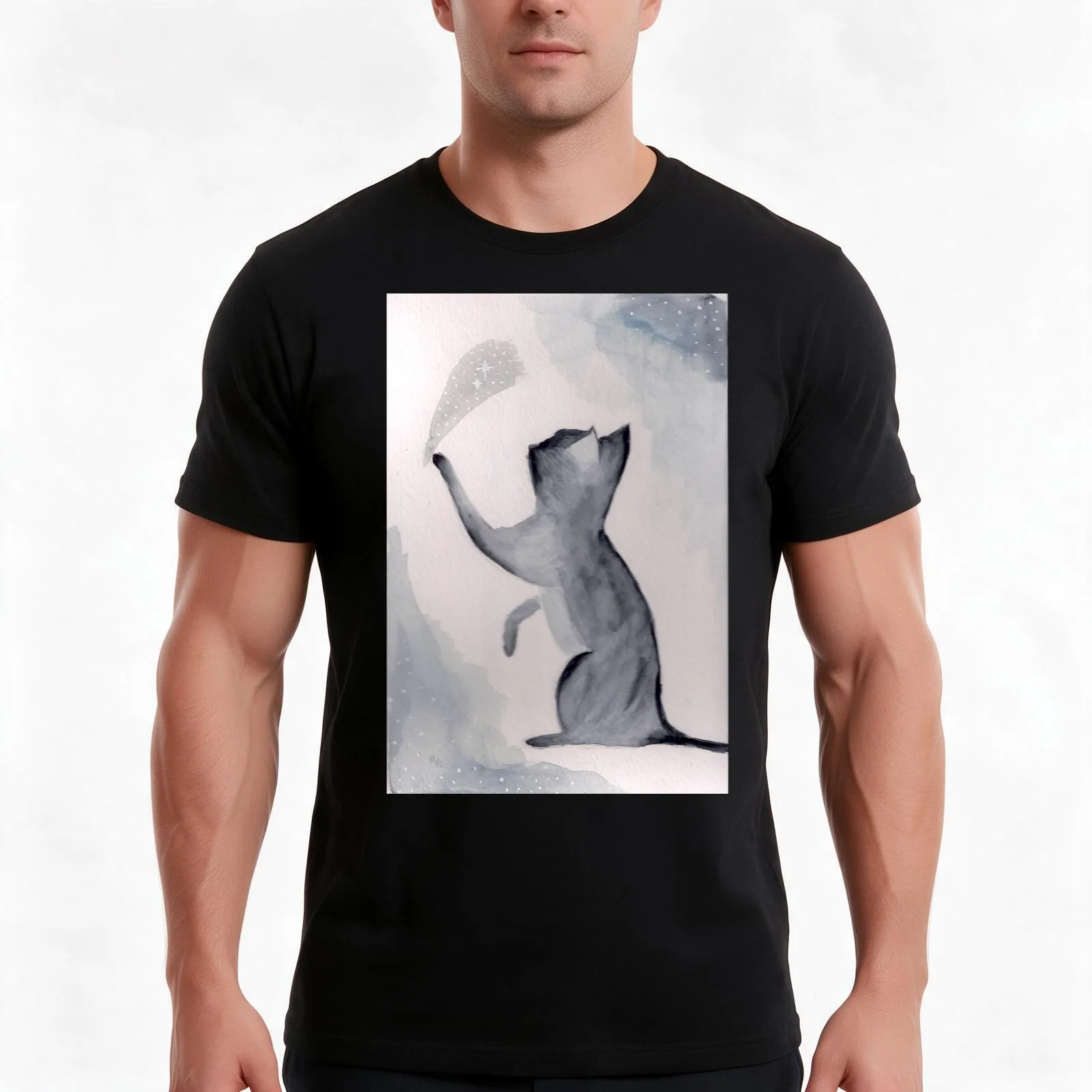Constellation Cat T-Shirt Summer Casual Cotton Tee Oversized Streetwear Tops Vintage Graphic Print Loose Fit Short Sleeve