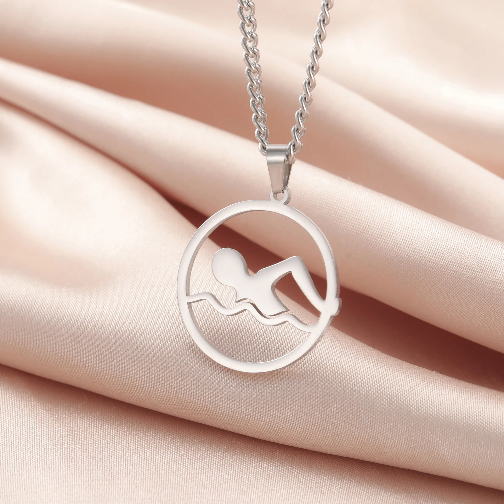 YFN Collier de sport en argent sterling pour femme, bijoux de sport, cadeaux de motivation, 22*22, Argent sterling, Pas de gemme