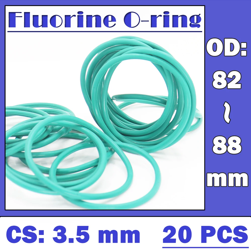 

CS3.5mm FKM резиновое уплотнительное кольцо OD 82/83/84/85/86/87/88*3,5 мм 20 шт уплотнительное кольцо Фтор прокладка сальник зеленое кольцо